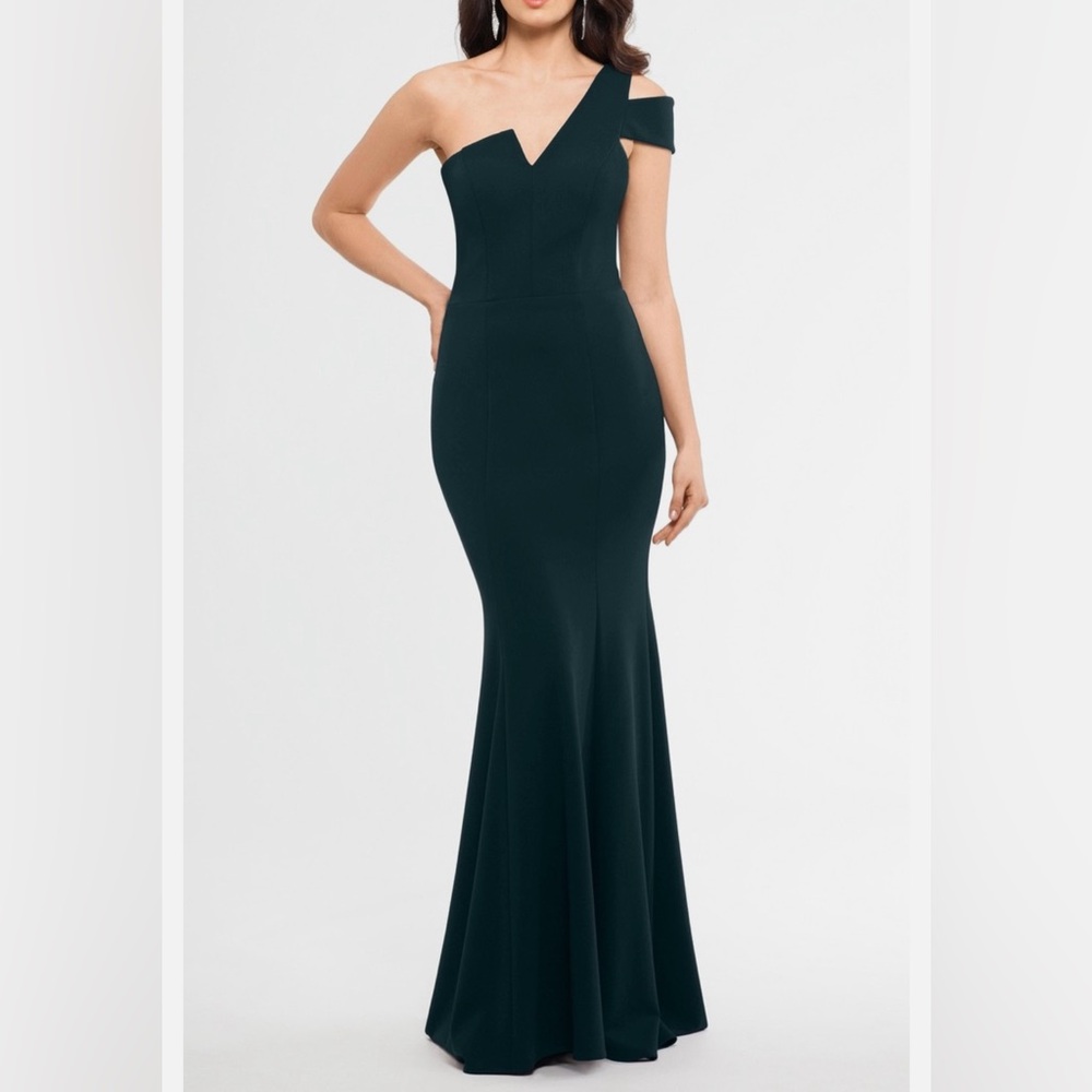 Betsy & Adam Deep Green Mermaid Formal Dress/Gown